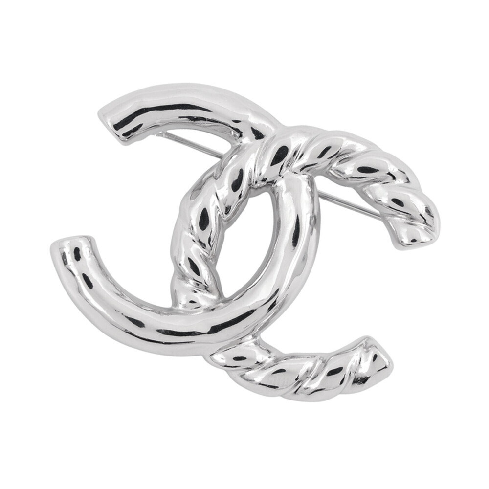 CHANEL Silver Logo Brooch